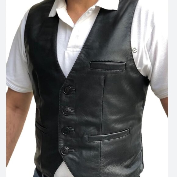 NWT BLACK GENUINE LEATHER VESTby Verdrive Leathers Western Motorcycle